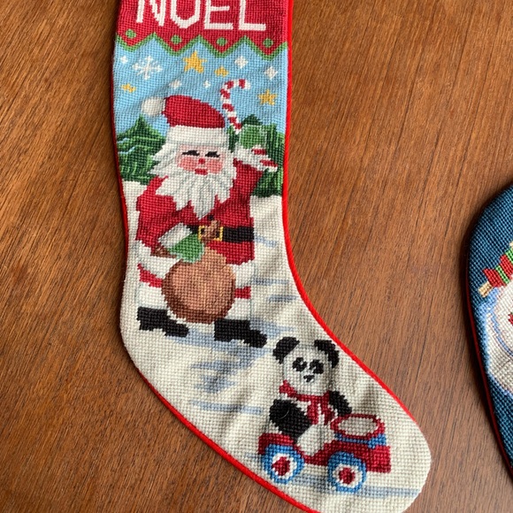 Four Vintage Needlepoint Christmas Stockings - Picture 5 of 7